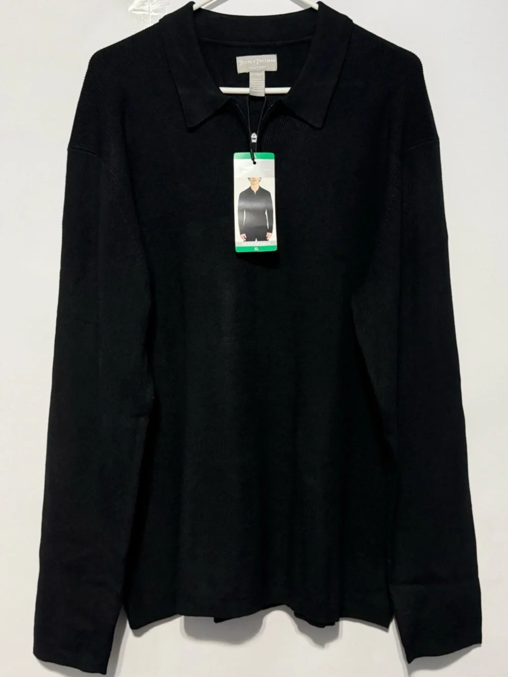 Hickey Freeman Black Sweater Polo XL NWT Quarter Zip